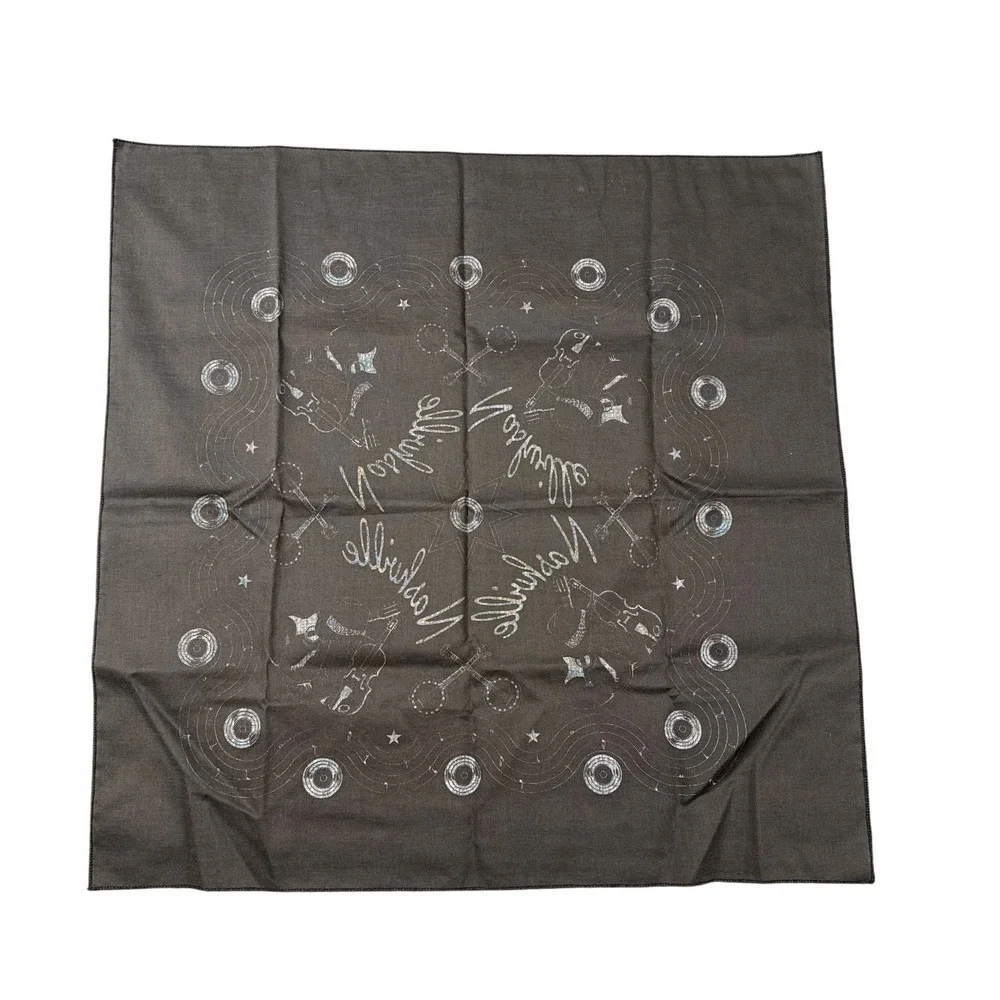 VTG Nashville Tennessee Country Music Bandana‎ Brown Western Guitar Fiddle Scarf